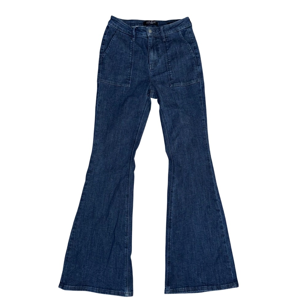 Judy Blue Flare Jeans Womens 5/27 Dark Wash Excellent Patch Pocket JB881025 DK